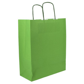 Sac en Papier Vert avec Anses 100g/m² 25+11x31cm (200 Utés)