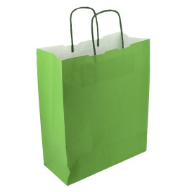 Sac en Papier Vert avec Anses 100g/m² 25+11x31cm (200 Utés)