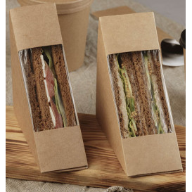 Emballage en carton kraft avec fenêtre Sandwich triple 125x75x125mm (500 Utés)