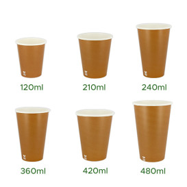 Gobelet en Carton sans Plastique 14 Oz/420ml "Caramel" Ø9cm (50 Unités)