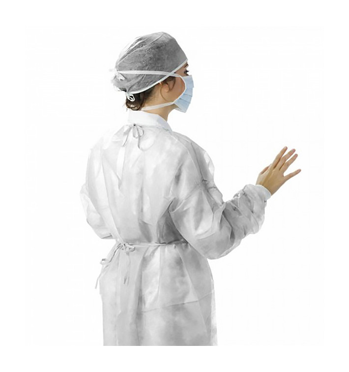 Blouse PP Blanc Fermeture Dorsal à Ruban XL (10 Utés) Blouse PP Blanc Fermeture Dorsal à Ruban XL (10 Utés)