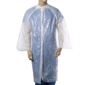 Blouse Polyéthylène Fermeture à Bouton Blanc (10 Unités)