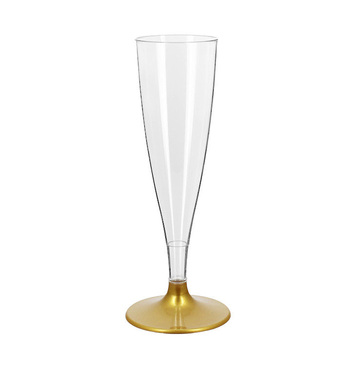 Flûte Champagne Plastique PS Réutilisable Pied Or 140ml 2P (6 Utés) Flûte Champagne Plastique PS Réutilisable Pied Or 140ml 2P (6 Utés)