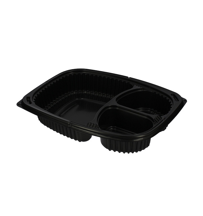 Barquette Rectangulaire PP Noir 3C 1250ml 255x189x45mm (320 Utés) Barquette Rectangulaire PP Noir 3C 1250ml 255x189x45mm (320 Utés)