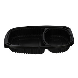 Barquette Rectangulaire PP Noir 2C 1050ml 255x189x45mm (320 Utés)