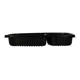 Barquette Rectangulaire PP Noir 2C 1050ml 255x189x45mm (320 Utés)