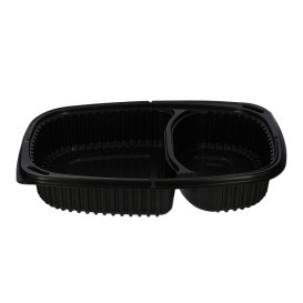 Barquette Rectangulaire PP Noir 2C 1250ml 255x189x45mm (40 Utés)