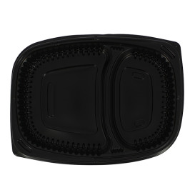 Barquette Rectangulaire PP Noir 2C 1250ml 255x189x45mm (40 Utés)