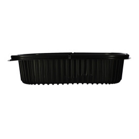 Barquette Rectangulaire PP Noir 1000ml 215x170x50mm (40 Utés)