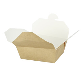 Boîte Américaine Petit Kraft 10,7x8,65x4,5cm 400ml (50 Utés)