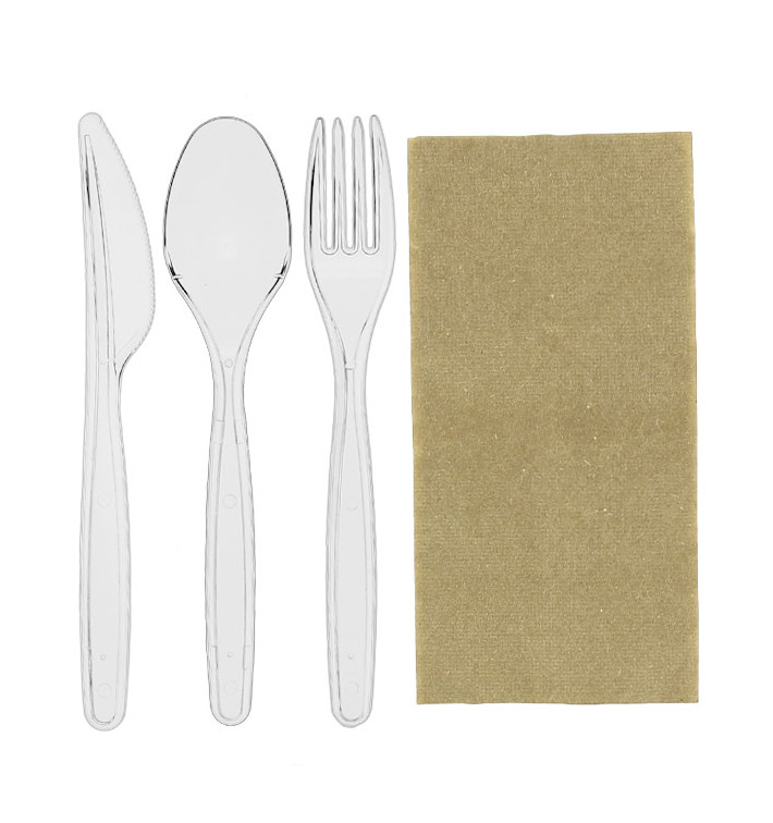 Set Couverts Réutilisables PS 3 pièces + Serviette (25 Utés) Set Couverts Réutilisables PS 3 pièces + Serviette (25 Utés)