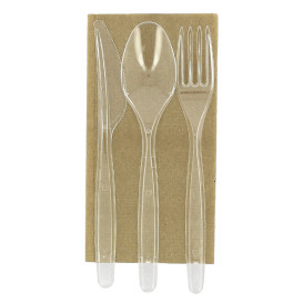 Set Couverts Réutilisables PS 3 pièces + Serviette (25 Utés)