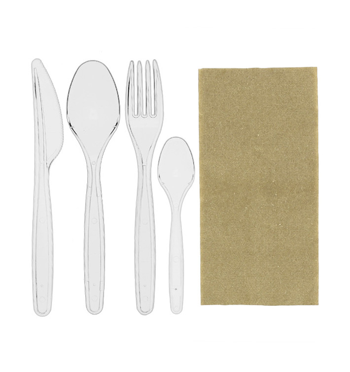 Set Couverts Réutilisables PS 4 pièces + Serviette (25 Utés) Set Couverts Réutilisables PS 4 pièces + Serviette (25 Utés)