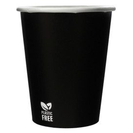 Gobelet en Carton sans Plastique 8 Oz/240ml Noir Ø8,0cm (1.000 Utés)