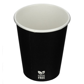 Gobelet en Carton sans Plastique 8 Oz/240ml Noir Ø8,0cm (1.000 Utés)