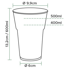Gobelet Réutilisable PS "Diamant" Cristal 600ml (25 Utés)