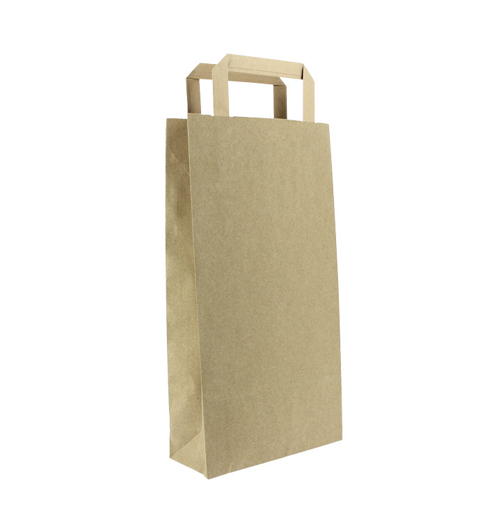 Sac en papier Kraft porte-bouteilles 19+8x37cm (250 Utés) Sac en papier Kraft porte-bouteilles 19+8x37cm (250 Utés)