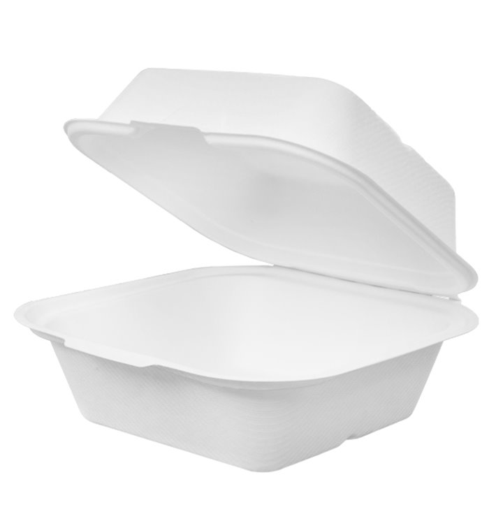Boîte à Hamburger Canne à Sucre Blanc 150x150x75mm (500 Utés) Boîte à Hamburger Canne à Sucre Blanc 150x150x75mm (500 Utés)