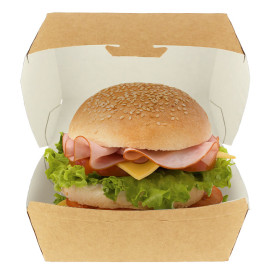 Boîte à Hamburger XXL Kraft 14,5x14,5x8 cm (25 Utés)
