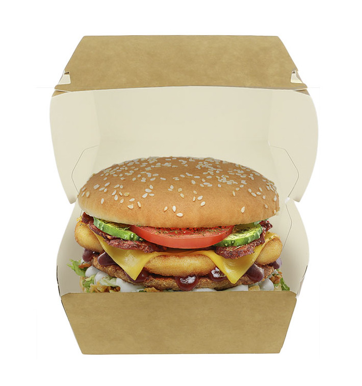 Boîte à Hamburger Kraft Mega Double Fermeture 15,5x15,5x10cm (50 Utés) Boîte à Hamburger Kraft Mega Double Fermeture 15,5x15,5x10cm (50 Utés)
