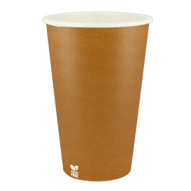 Gobelet en Carton sans Plastique 16 Oz/480ml "Caramel" Ø9,0cm (50 Unités)