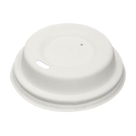 Couvercle Avec Trou en Fibre Moulée Blanc Ø6,2cm (50 Utés)