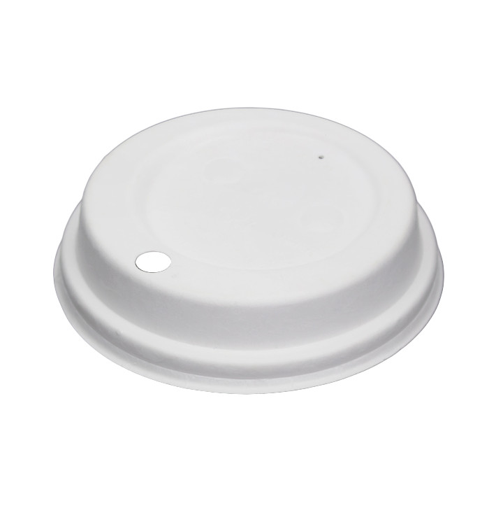 Couvercle Avec Trou en Fibre Moulée Blanc Ø9cm (50 Utés) Couvercle Avec Trou en Fibre Moulée Blanc Ø9cm (50 Utés)