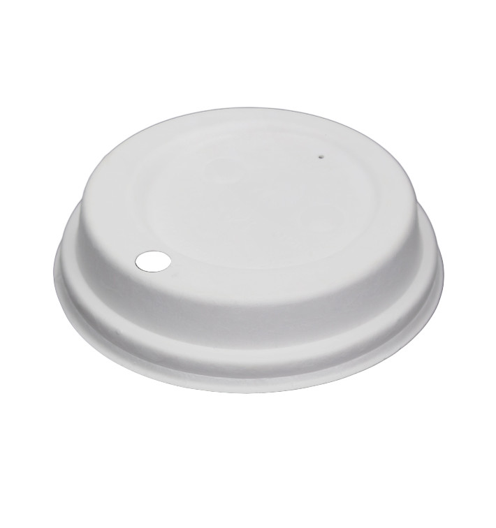 Couvercle Avec Trou en Fibre Moulée Blanc Ø9cm (1.200 Utés) Couvercle Avec Trou en Fibre Moulée Blanc Ø9cm (1.200 Utés)
