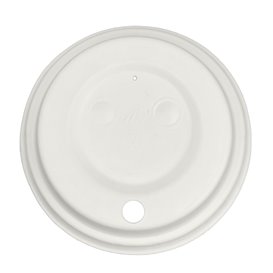 Couvercle Avec Trou en Fibre Moulée Blanc Ø8cm (60 Utés)