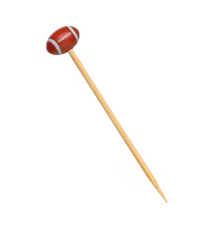 Pique en Bambou Décoré Rugby 120mm (1000 Unités) Pique en Bambou Décoré Rugby 120mm (1000 Unités)
