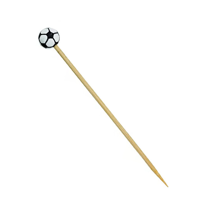 Pique en Bambou Décoré Football 120mm (100 Unités) Pique en Bambou Décoré Football 120mm (100 Unités)