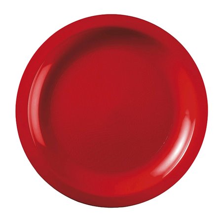 Assiette Dure Réutilisable Plate Rouge PP Ø18,5cm (50 Utés)