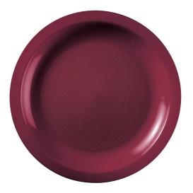 Assiette Plastique Réutilisable Plate Bordeaux PP Ø185mm (600 Utés)