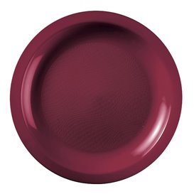 Assiette Plastique Réutilisable Plate Bordeaux PP Ø185mm (50 Utés)
