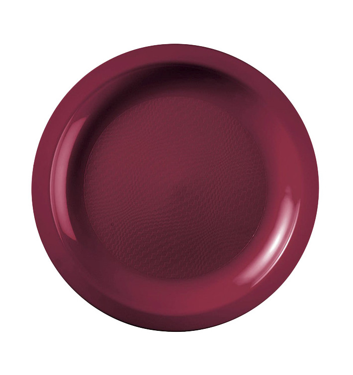 Assiette Plastique Réutilisable Plate Bordeaux PP Ø185mm (50 Utés) Assiette Plastique Réutilisable Plate Bordeaux PP Ø185mm (50 Utés)