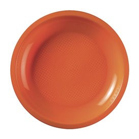 Assiette Plastique Réutilisable Plate Orange PP Ø185mm (600 Utés)