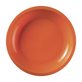 Assiette Plastique Réutilisable Plate Orange PP Ø185mm (50 Utés)