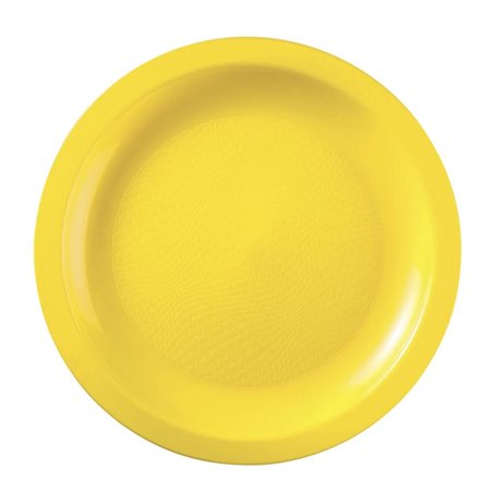 Assiette Dure Réutilisable Plate Jaune PP Ø18,5cm (25 Utés)