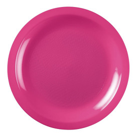 Assiette Plastique Réutilisable Plate Fuchsia PP Ø185mm (600 Utés)