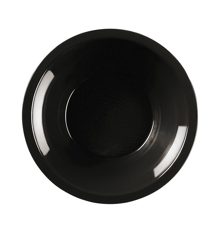 Assiette Plastique Réutilisable Creuse Noir PP Ø195mm (600 Utés)