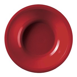 Assiette Plastique Réutilisable Creuse Rouge PP Ø195mm (600 Utés)