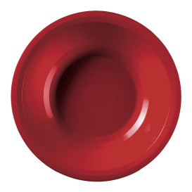 Assiette Plastique Réutilisable Creuse Rouge PP Ø195mm (600 Utés)