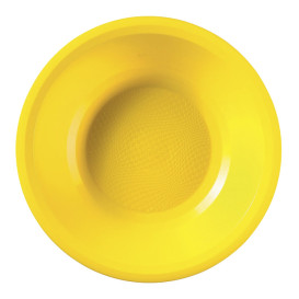 Assiette Plastique Réutilisable Creuse Jaune PP Ø195mm (50 Utés)