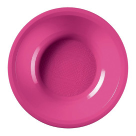 Assiette Plastique Réutilisable Creuse Fuchsia PP Ø195mm (600 Utés)