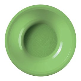 Assiette Plastique Réutilisable Creuse Vert citron PP Ø195mm (50 Utés)