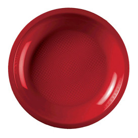 Assiette Plastique Réutilisable Plate Rouge PP Ø220mm (25 Utés)