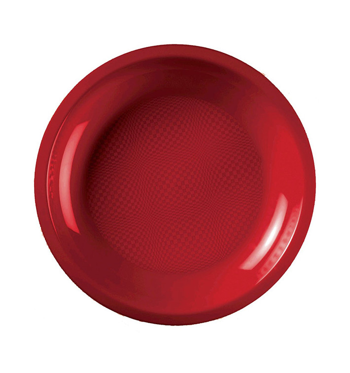 Assiette Plastique Réutilisable Plate Rouge PP Ø220mm (600 Utés)