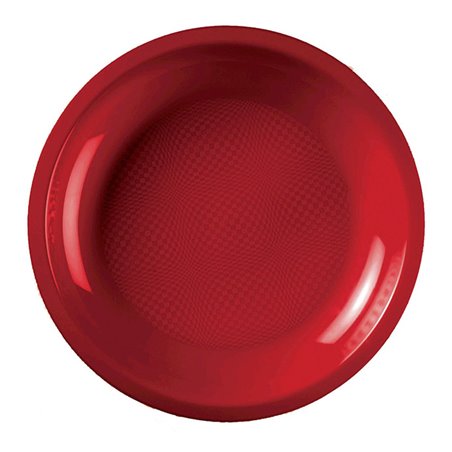 Assiette Plastique Réutilisable Plate Rouge PP Ø220mm (600 Utés)