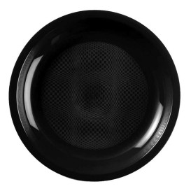 Assiette Plastique Réutilisable Plate Noir PP Ø220mm (50 Utés)