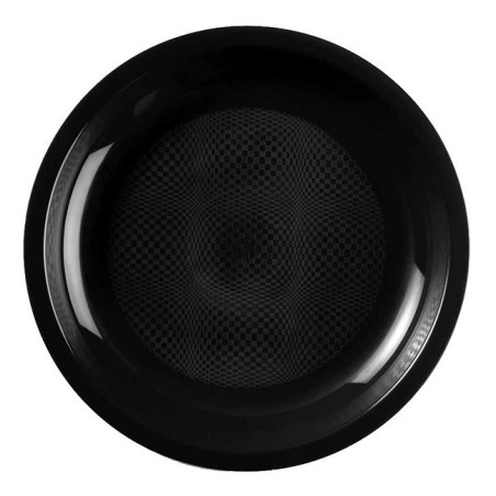 Assiette Dure Réutilisable Plate Noir PP Ø22cm (25 Utés)